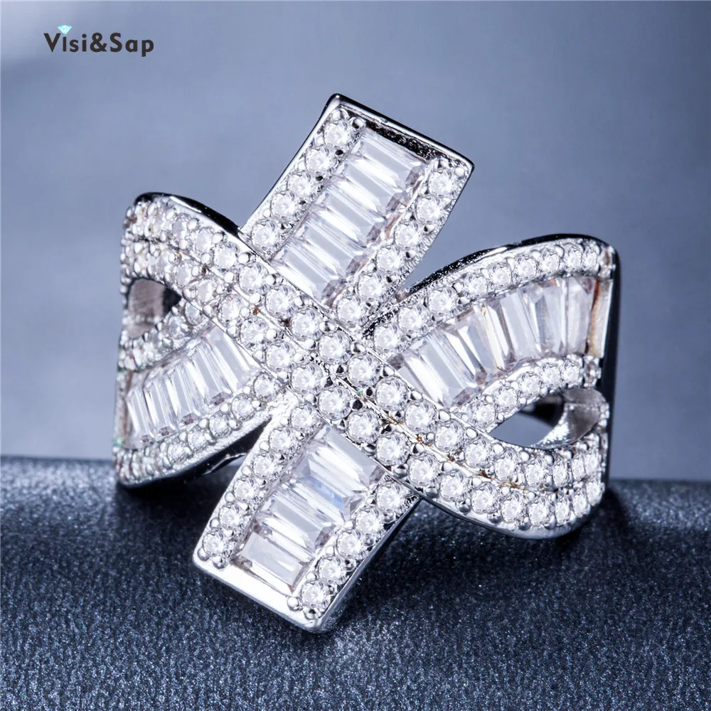

Visisap Luxury Princess Cut Zircon Rings for Women Anniversary Gifts Cocktail Party Ring Icedout Fashion Jewelry Supplier B841
