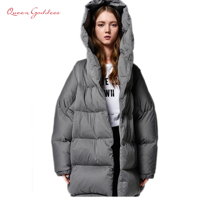 Comprar Abrigo corto de invierno tipo capullo estilo Simple chaqueta de Abrigo con capucha gruesa nueva lista parkas de talla grande grandes prendas de vestir