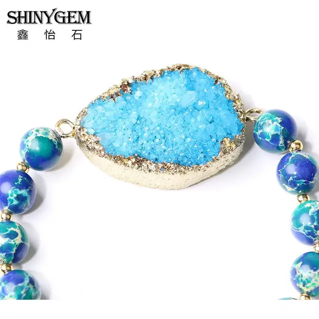 Shinygem браслеты из натурального камня для йоги 8 мм синие