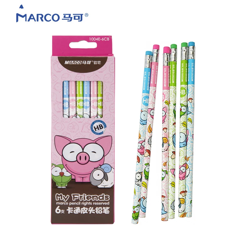 

Marco HB 6 pcs Standard Pencils Carton Professional Writing Non-toxic Pencils Pencils For Children And Student Gift Stationery
