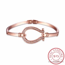 LEKANI 925 пробы серебряный браслет в форме лошади, браслет в форме капли воды, стразы, ювелирные украшения для женщин, подарок на день Святого Валентина