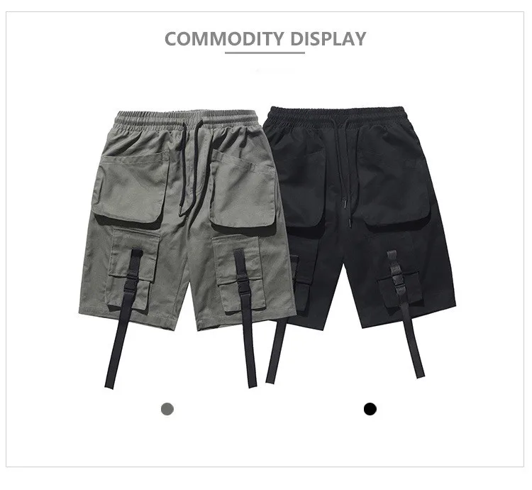 

Men Short Buckle Belt Decoration Shorts Tooling Street Style Casual Pants Compression Shorts Military Star Shorts
