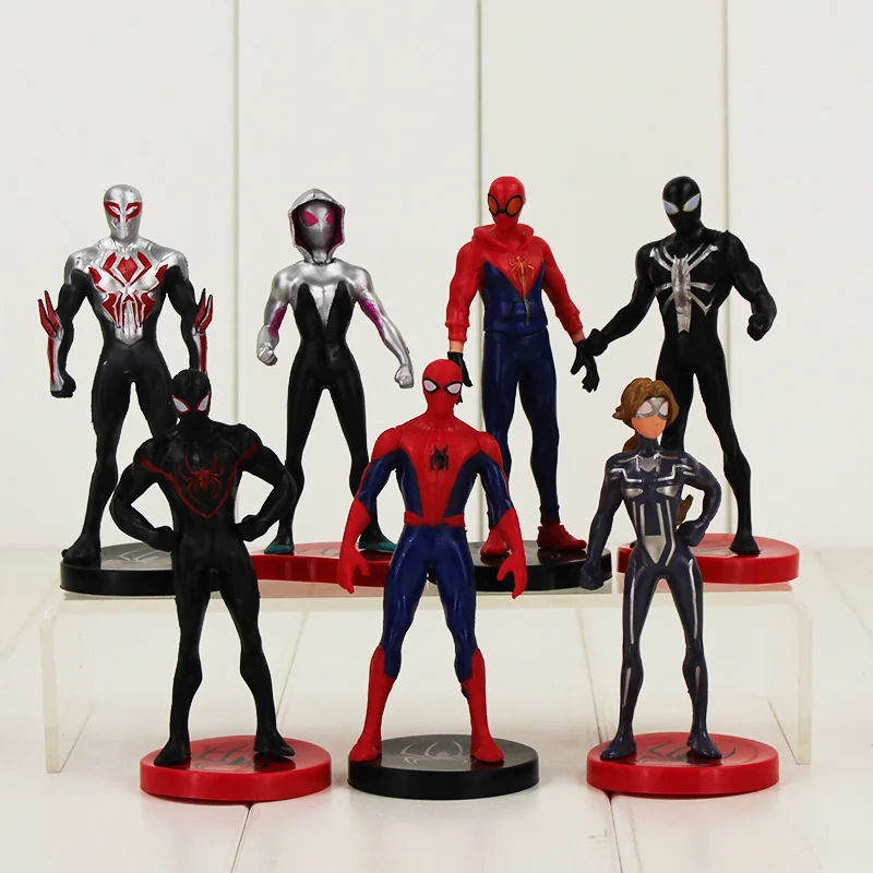 7 шт./лот 10 см Фигурки Человека паука Venom Spider Woman Gwen Stacy ПВХ модели игрушки|figure