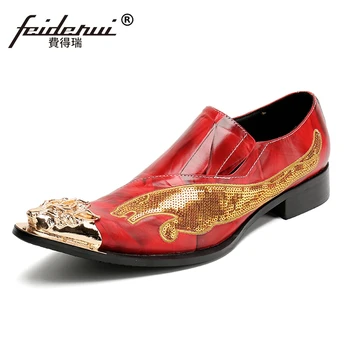 

Plus Size Luxury Pointed Toe Man Formal Loafers Genuine Leather Metal Tipped Men's Height Increasing Wedding Party Shoes SL67