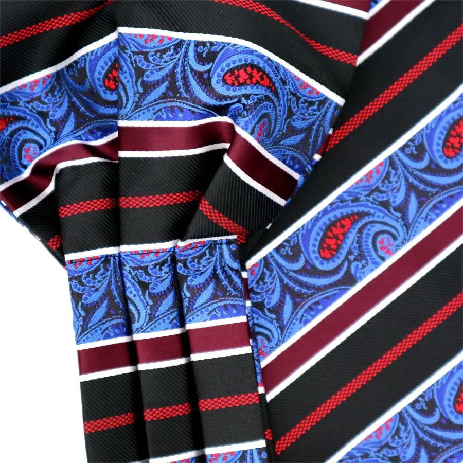 LJET-9 Для мужчин; галстук-бабочку Набор платок 100% шелк черный, Красный Синий Пейсли жаккардовые галстук Аскот комплекты Свадебный квадратный