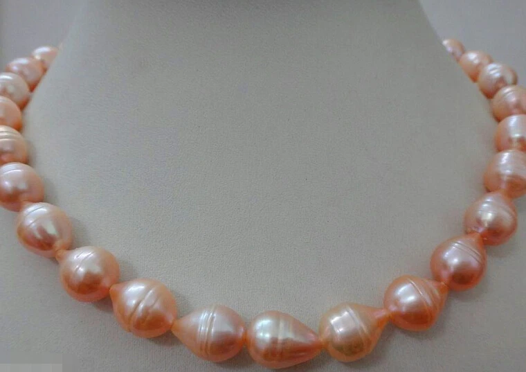 

huge 11-14mm genuine akoya gold pink pearl necklace 17inch ^^^@^Noble style Natural Fine jewe FREE SHIPPING