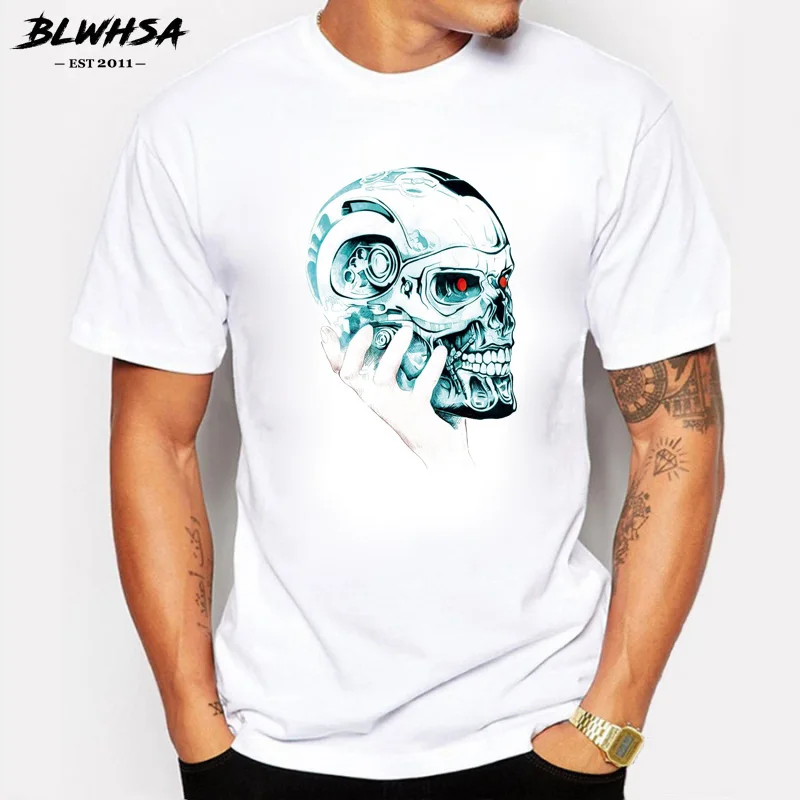 Футболка BLWHSA мужская с надписью Hand Hold Up the Smart модная тенниска коротким рукавом