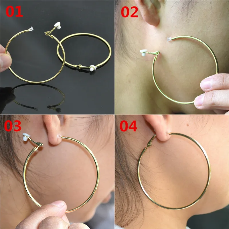 Clip On The Ear Without Piercing Earrings for Women Fashion Jewelry Trendy Big Circle Non Pierced Students Youth Girl's Earrings 3