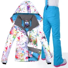 GSOU SNOW Ski Suit Women Snowboard Womens Jacket Ski Wear Ski Suit Camp Riding Skiing Waterproof Windproof Snowboard Jacket+Pant