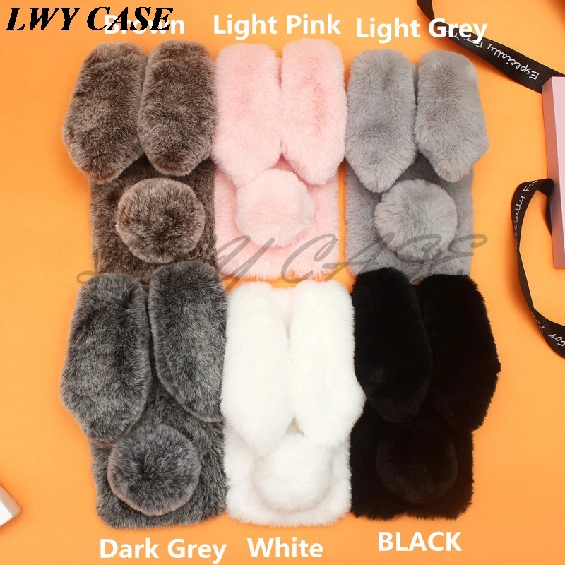 

For Oppo A7 / Oppo A5s / AX7 3D Cute Bunny Rabbit Warm Plush Fluffy Fur Soft Case