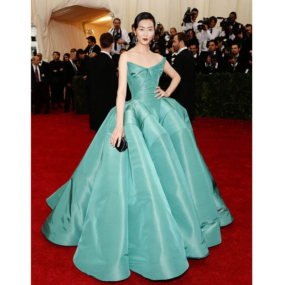 Supermodel Liu Wen Celebrity Dresses At Red Carpet Strapless Elegant Supermodel Liu Wen Celebrity Dresses At Red Carpet Strapless Elegant Ball Gowns Ruffles Puffy Backless Evening In Inspired