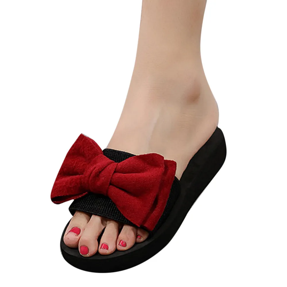 Тапочки; женские летние сандалии с бантом; домашние шлепанцы; пляжная обувь; женская обувь; chaussons femme;# BY30