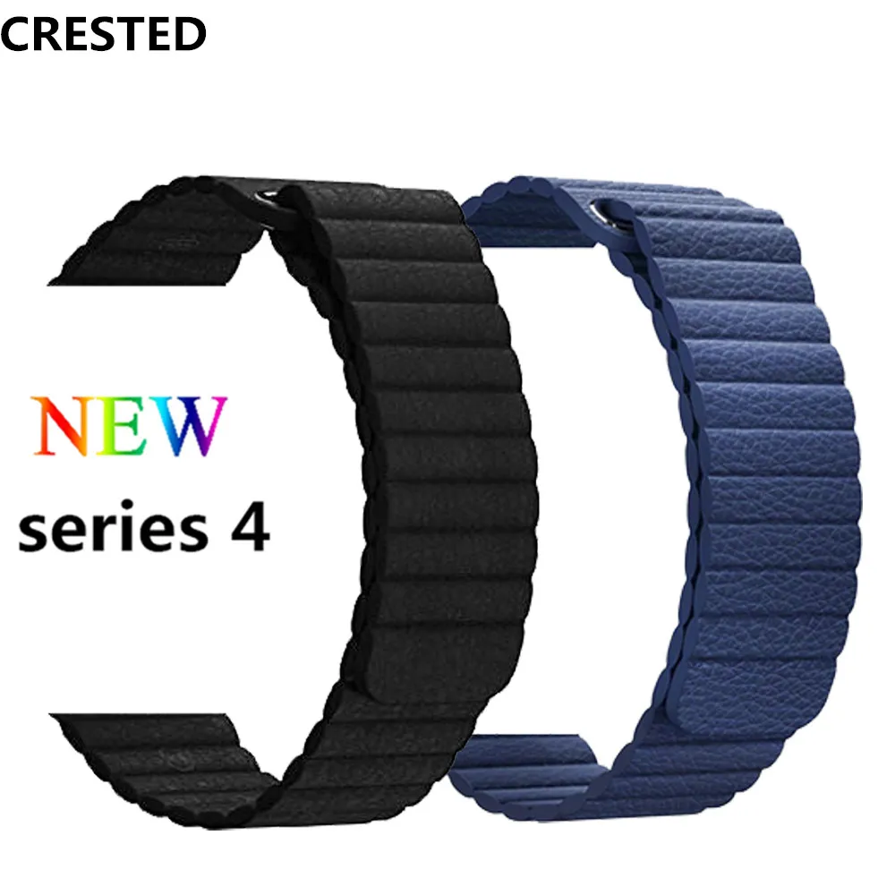 

CRESTED Original Leather loop For Apple watch band 44mm 42mm correa iwatch strap series 4/3/2/1 40mm 38mm bracelet wrist belt
