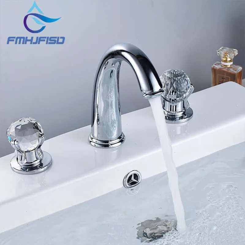 

Chrome Nick Surface Finishin Basin Faucet Two handle Bathroom faucet With Crystal ball European-style Mixer Tap