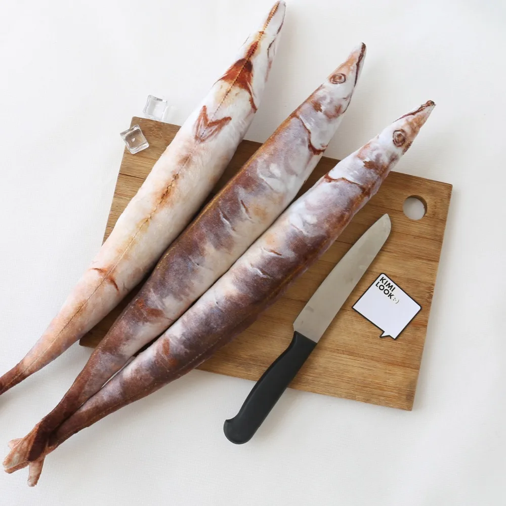 

1 Pc 50cm Creative Cute Real life Saury Shaped Plush Fish Pillow Soft Plush Toys Children Lovely Saury Kawaii Kids Gifts