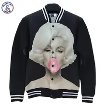2017 Mr.1991INC jacket University college style 3d jacket men/women Autumn winter coat 3d print Monroe blowing bubbles black col