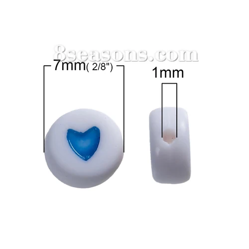DoreenBeads 200 шт./лот 7 мм акриловая жвачка круглые белые сердечки резные в случайном