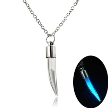 Posrebrzana biżuteria ze szklana fiolka życzenie butelka pieprz w kształcie Glow in the Dark Choker wisiorek naszyjnik dla kobiet prezent