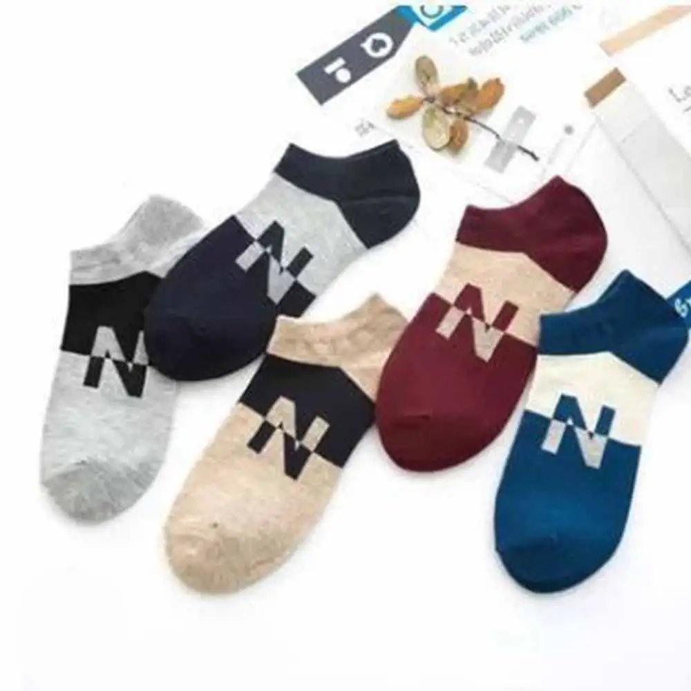 10 шт. = 5 пар голеностопные носки Мужские дышащие хлопковые носки-тапочки Meias антибактериальные деловые повседневные тонкие носки для мужчин - Цвет: zimu
