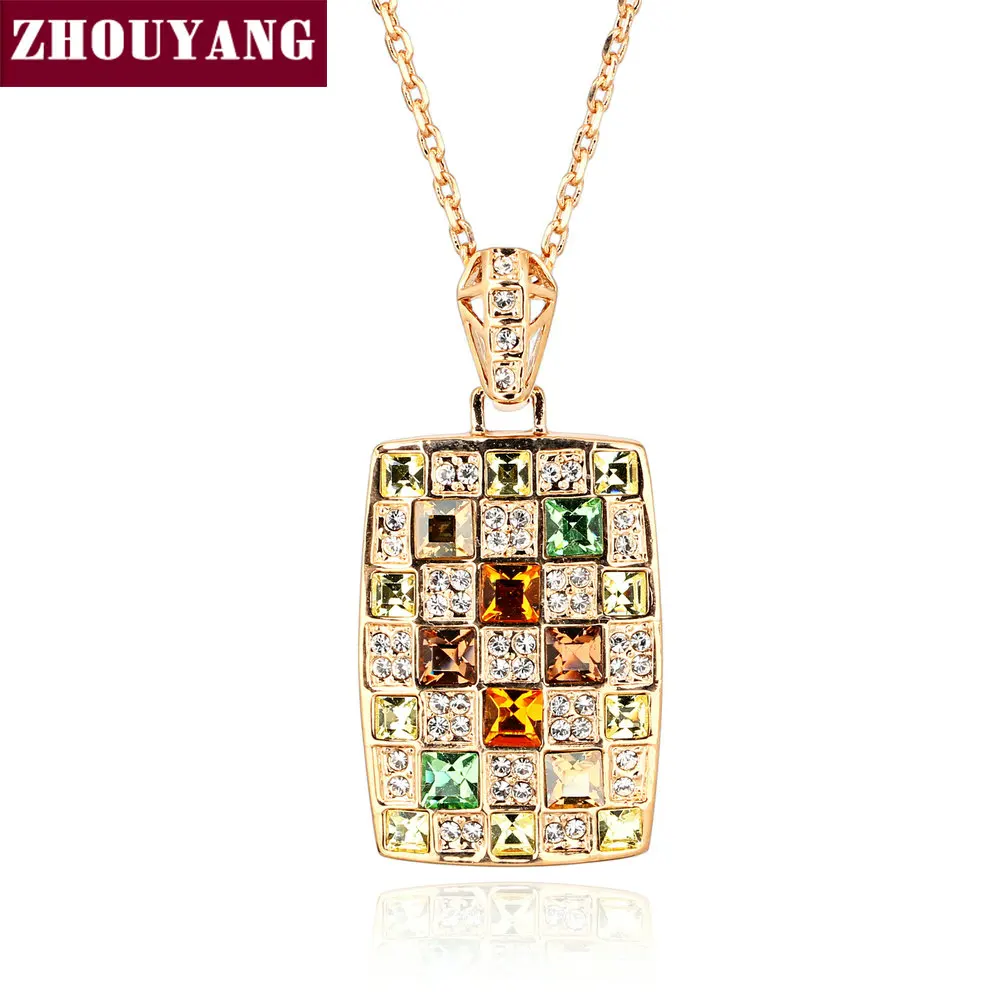 

ZHOUYANG ZYN011 Rose Gold Color Fashion Pendant Jewelry Made with Austria Crystal Elements Wholesale
