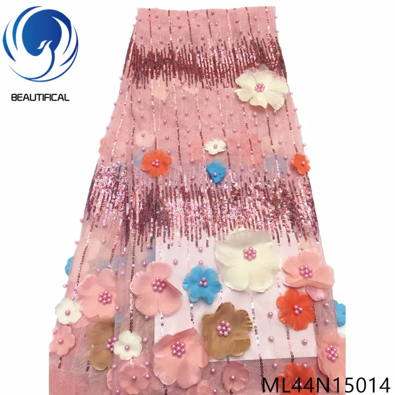 

BEAUTIFICAL African beads 3d Lace Fabric high quality Tulle French 3d Lace Dress French 3d Lace ML44N150