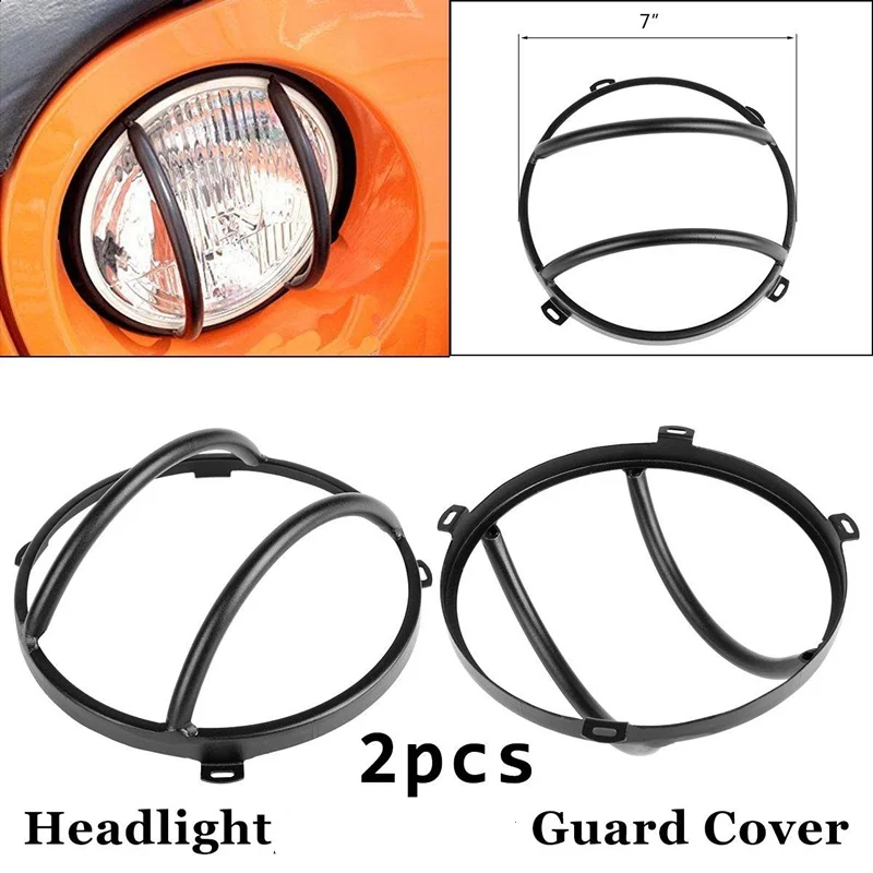 Черный 7 дюймов фар охранников указатель поворота охватывает задний фонарь охранник протектор крышки для Jeep Wrangler JK аксессуары - Цвет: Headlight Cover