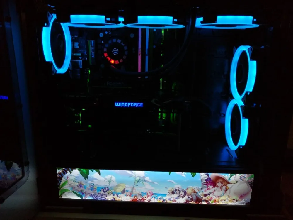 Buy  Custom-made Case Backplate Light Board Cover Size 440*140mm 4Pin use for Computer Case Display Liqu