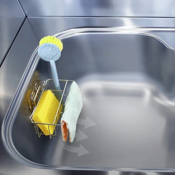 

3-In-1 Adhesive Kitchen Sponge Holder, Dish Brush Holder And Dish Cloth Holder, Stainless Steel Kitchen Sink Organization Bask