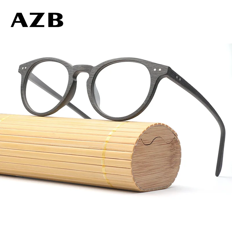 

AZB Vintage Wooden Prescription Glasses Men Women Myopia Hyperopia Diopter Optical Frame Eyewear with Recipe Lens Photochromic