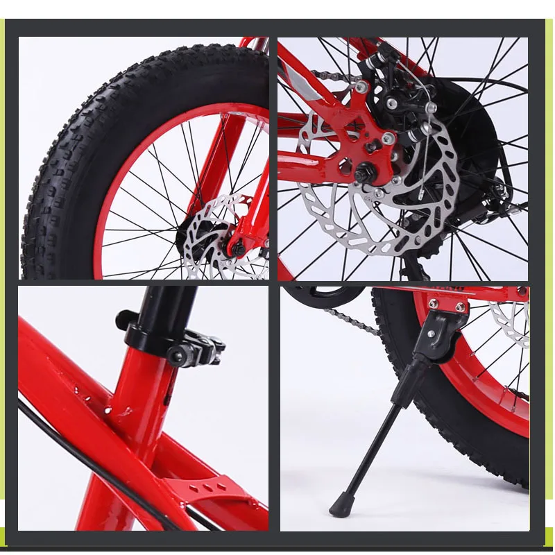 Bicycle Mountain bike 7/21 speed Fat Road Snow bikes 20*4.0 Front and Rear Mechanical Disc Brake New Free shipping Size 20 * 4.0