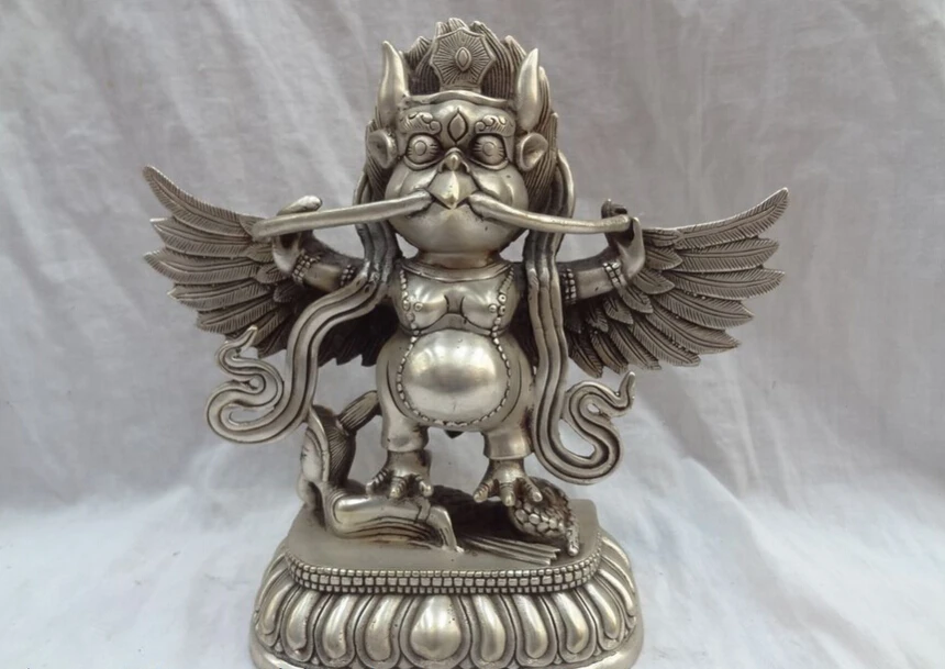 Песня voge Gem S5081 9 &quotTibet Silver Redpoll Winged Joss Brass Garuda статуэтка Будды Голова Орла Набор |