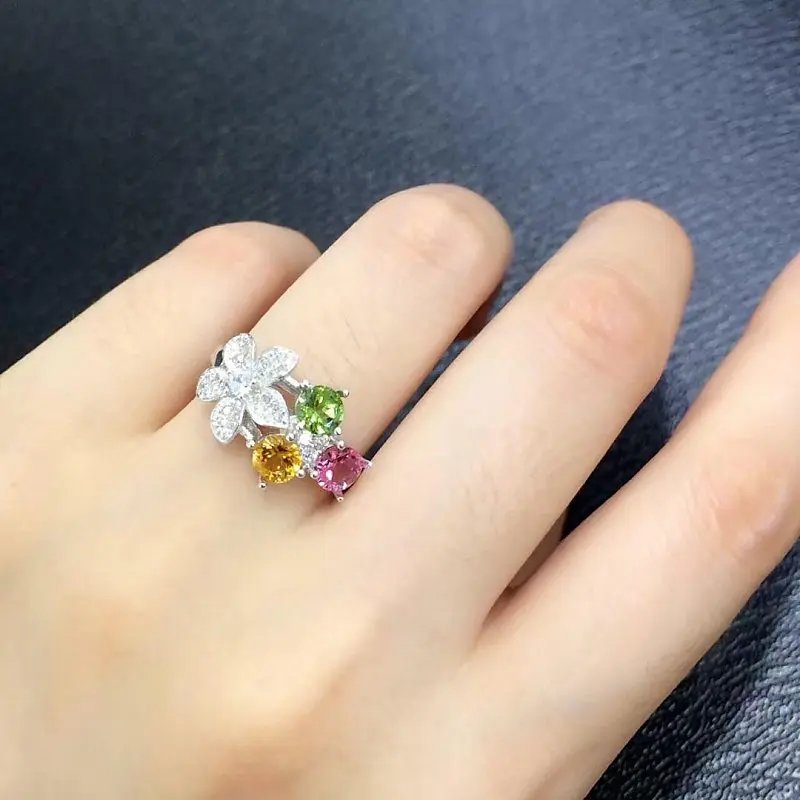 

2017 Qi Xuan_Fashion Jewelry_Tourmaline Stone Elegant Woman Rings_S925 Solid Sliver Fashion Rings_Manufacturer Directly Sales
