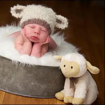 

newborn baby photography props Cute Baby Kids Girl Boy bears Warm Winter Knitted Cap Hat baby bonnet kids hat 0-1m or 3-4m