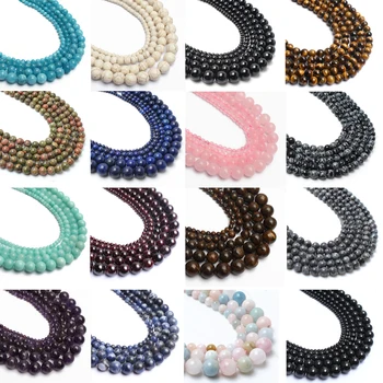 

Wholesale Natural Stone Garnet Turquoises Lapis Lazuli Round Beads for Jewelry Making DIY Bracelet 4 6 8 10 12 MM Pick Size 15''