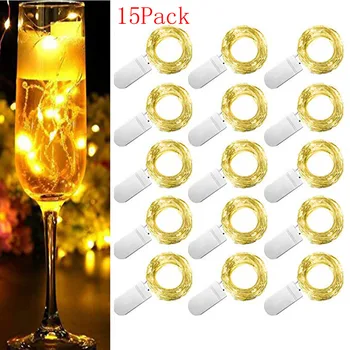 

Bottle String Lights Fairy Light Battery Starry String Copper Wire Decor Christmas 15Pcs 2m 20LED Party Home Decor Lights