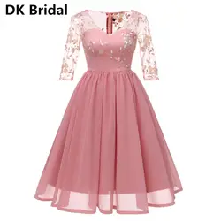 Классическое розовое платье подружки невесты винно-красное кружевное платье с вышивкой и элегантным рукавом, великолепное платье для