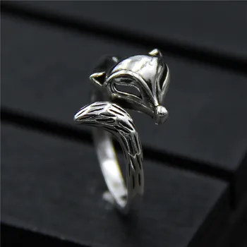 

C&R 925 Sterling Silver Rings for Women cute retro fox ring female personality opening Thai Silver ring Fine Jewelry Size 6-9