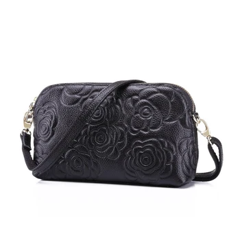 

Famous brand Women bags genuine leather embossed flower Messenger handbag shoulder bag women clutch bag purse lady crossbody bag