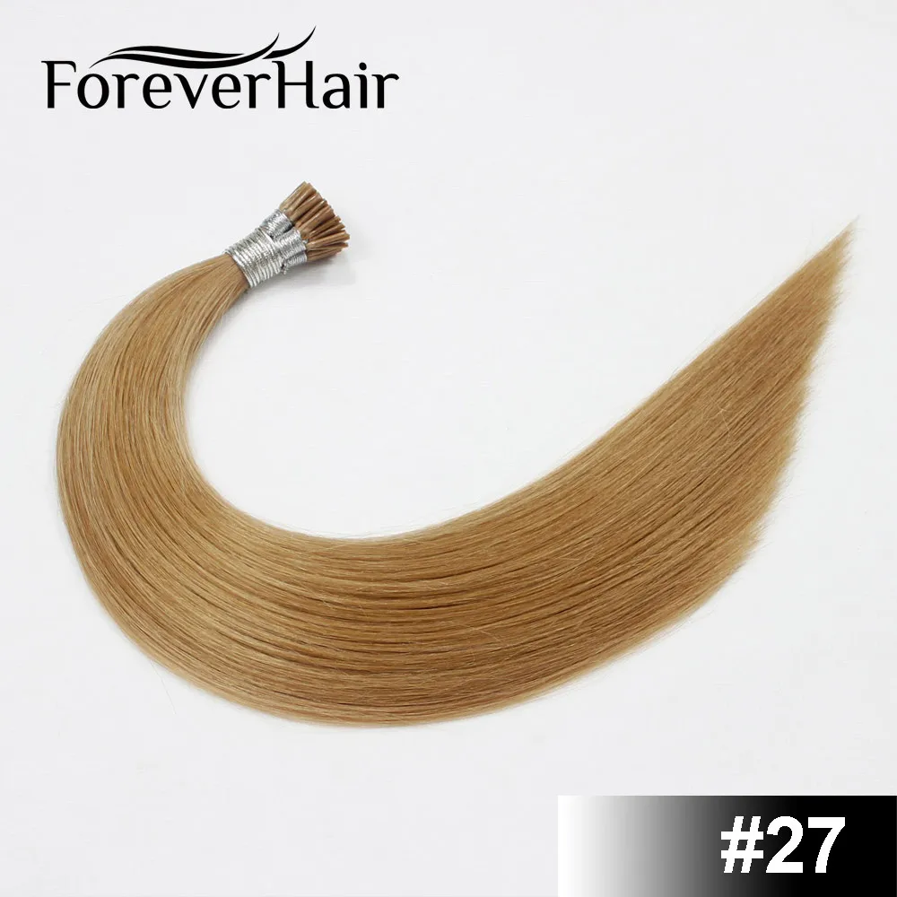 FOREVER HAIR 0,8 г/локон 1" 18" 2" 24" Remy I Tip человеческие волосы для наращивания цвета Fusion европейские человеческие волосы для наращивания кератиновая связь - Цвет: #27