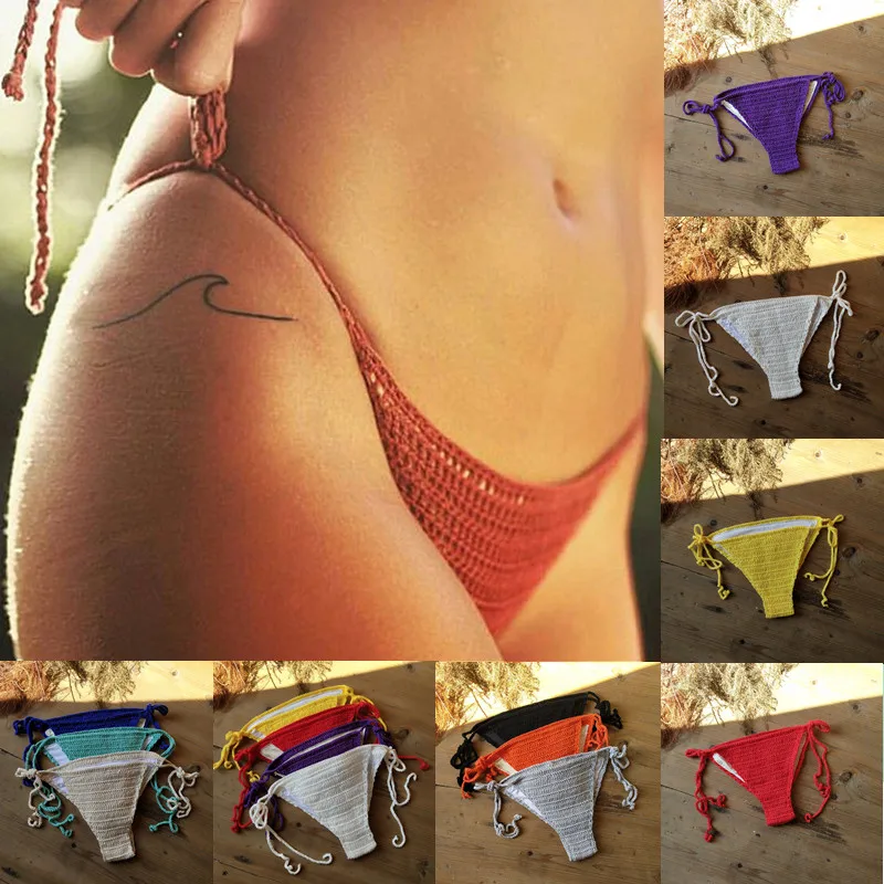 

Handmade Crochet Lining Pant for Women Sexy Bikini Pants Beach shorts See Through 10 colors