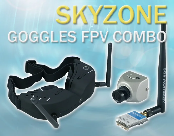 

SKYZONE Goggles FPV RTF Combo with wide angle Fat Shark PilotHD V2 HD Camera and Aomway 5.8g 600mw 32CH Wireless A/V Transmitter