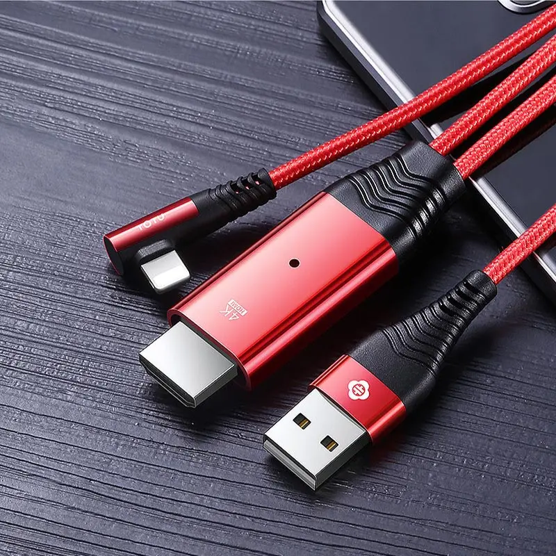 HD 4K 3,5 M 2.4A USB кабель системы освещения 8 Pin к HDMI HD tv AV Кабель-адаптер для iPhone 6S 7 8 Plus X iPad Air 2 Pro mini iPod - Цвет: Red