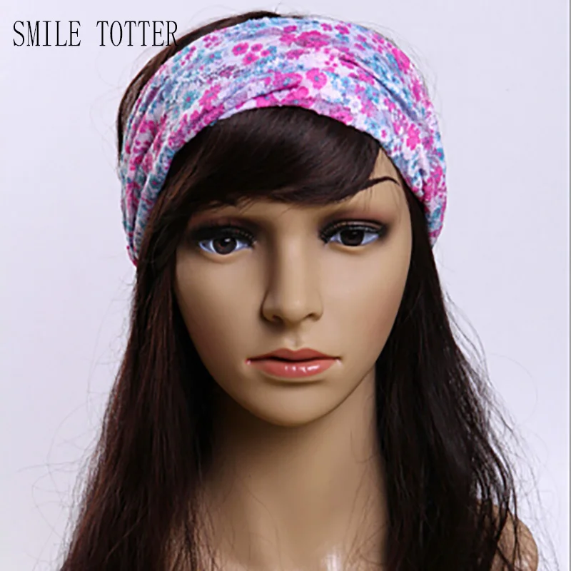 2016 new design high grade women lace print wide hair band fashion