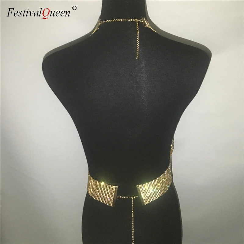 FestivalQueen lady rhinestone party backless tops sexy women summer glitter crystal diamonds crop top beach nightclub