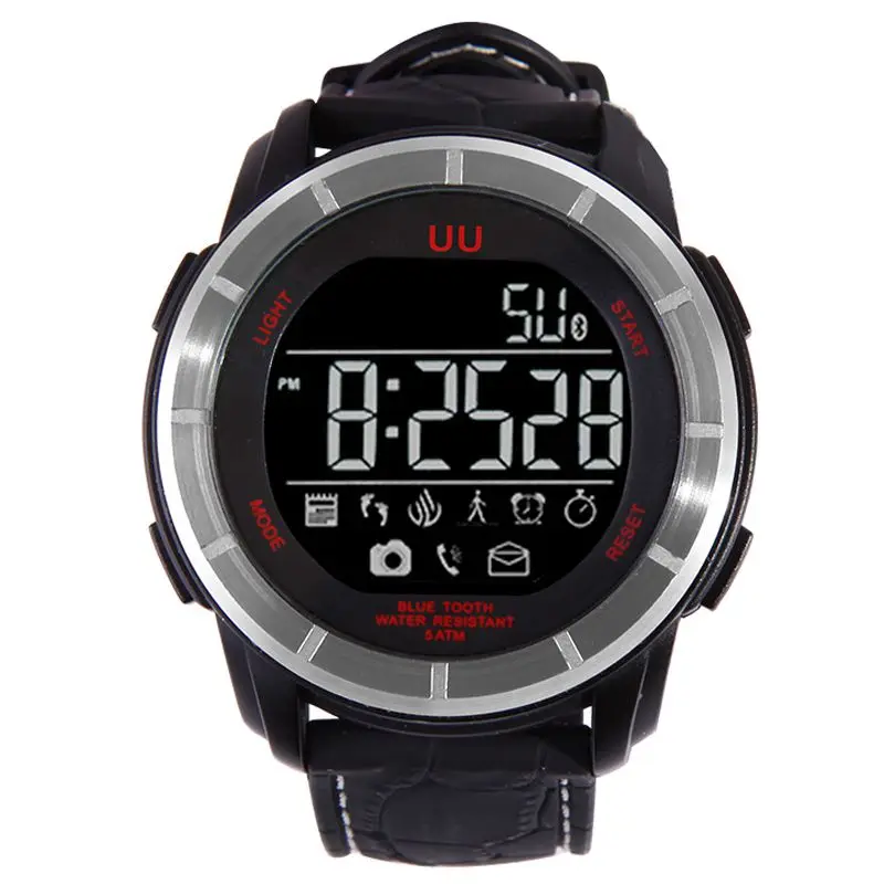 Top Deals UU Bluetooth Smart Watch Waterproof Outdoor Sport watch For IOS Android SmartPhone Passameter Remote Control Silver