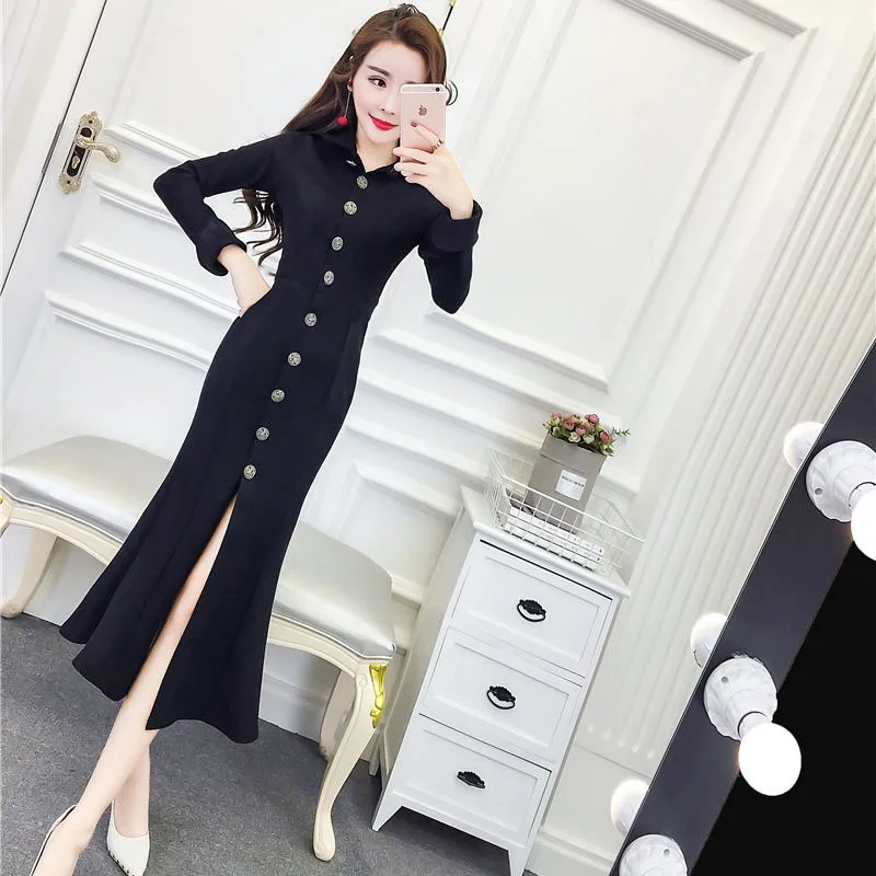Printemps Était Black Peau De Femmes Tempérament Tranchée Boutique Daim Manteau breasted khaki Greenish Green Odfvebx dark Single apricot pink vent Coupe Mince Longue Nouvelles red Slim Revers pwzq6d