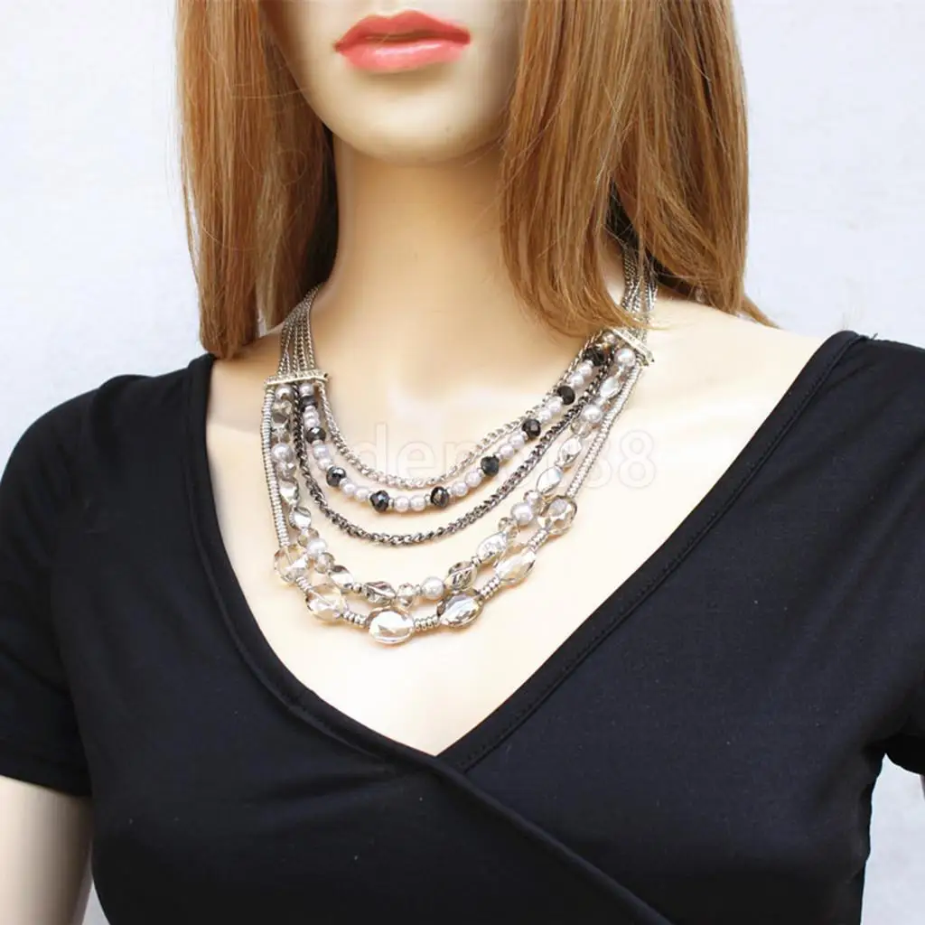 Boho Jewelry European Antique Silver Rhinestone Long Chain Pendant