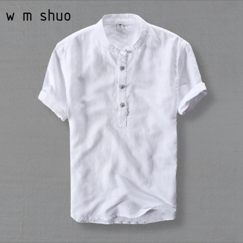 

Mens Shirts Fashion 2017 Summer Short Sleeve Slim Linen Shirts Male White Color Casual Shirts Plus Size Tops Camisa Masculina