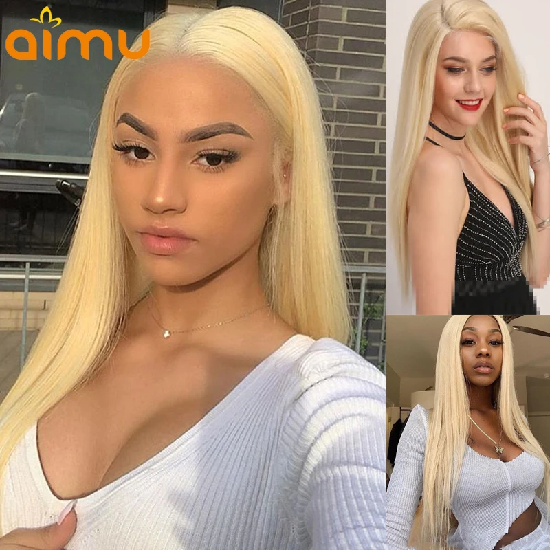 613 Blonde Colored Transparent Lace Front Real Long Straight Human Hair Wig for Black Women Remy Brazilian Invisible Pre Plucked