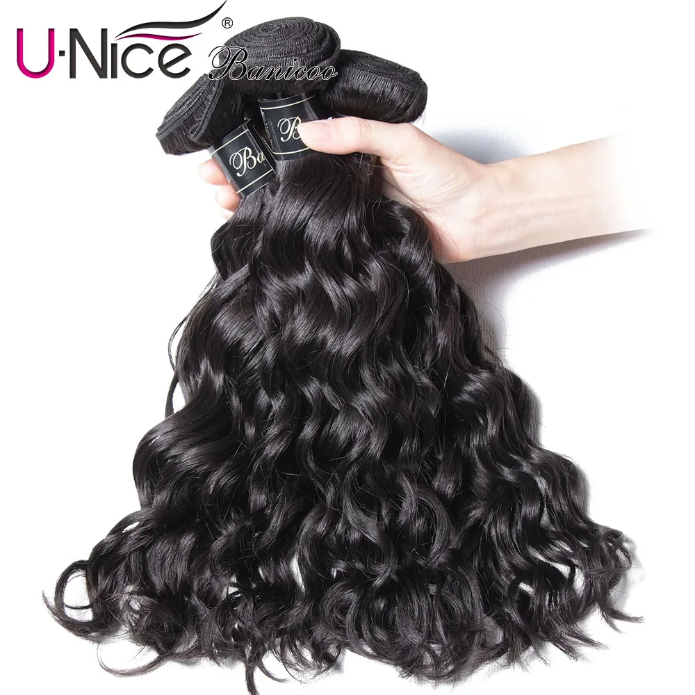 

UNice Hair Banicoo Series 10A Brazilian Natural Wave 1/3/4 Bundles 100% Human Hair Weave Bundles Natural Color Raw Virgin Hair